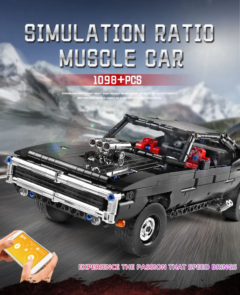 

MOULD KING High-Tech App Remote control car Motorized CarUltimate Muscles Car Model Building Blocks Kids Toys Christmas Gifts