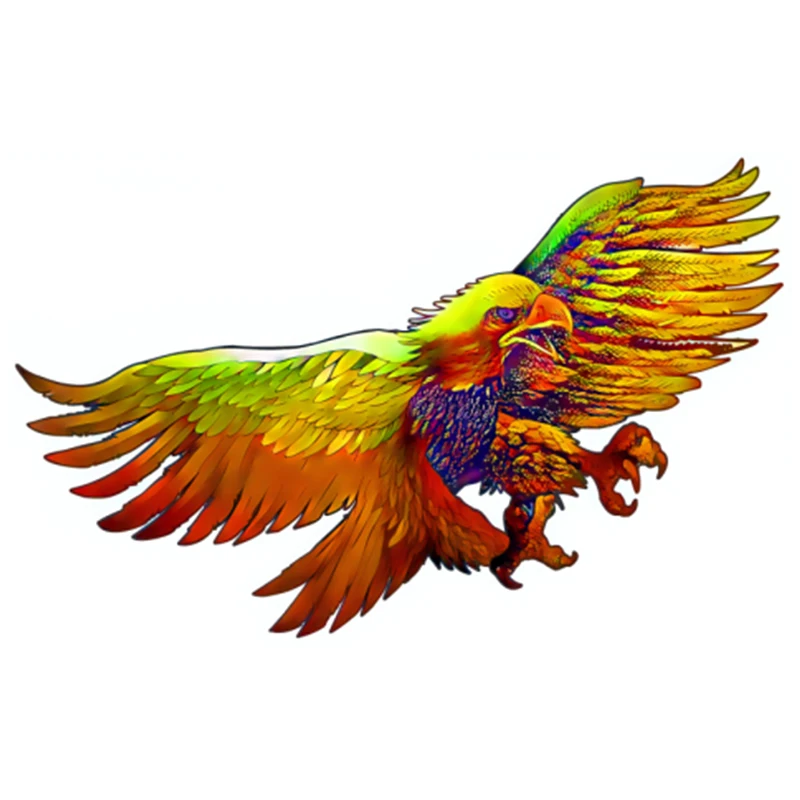 

New Rainbow Yellow Eagle Wooden Puzzle Unique Original Design Craft Excellent Couple Birthday Gift A3 A4 A5 3D Jigsaw DIY Toy