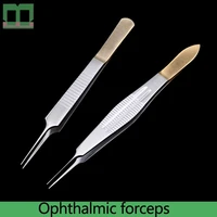 surgical instrument fat tweezers dovetail with gilded handle 0 4mm straight toothed stainless steel 10cm ophthalmic forceps