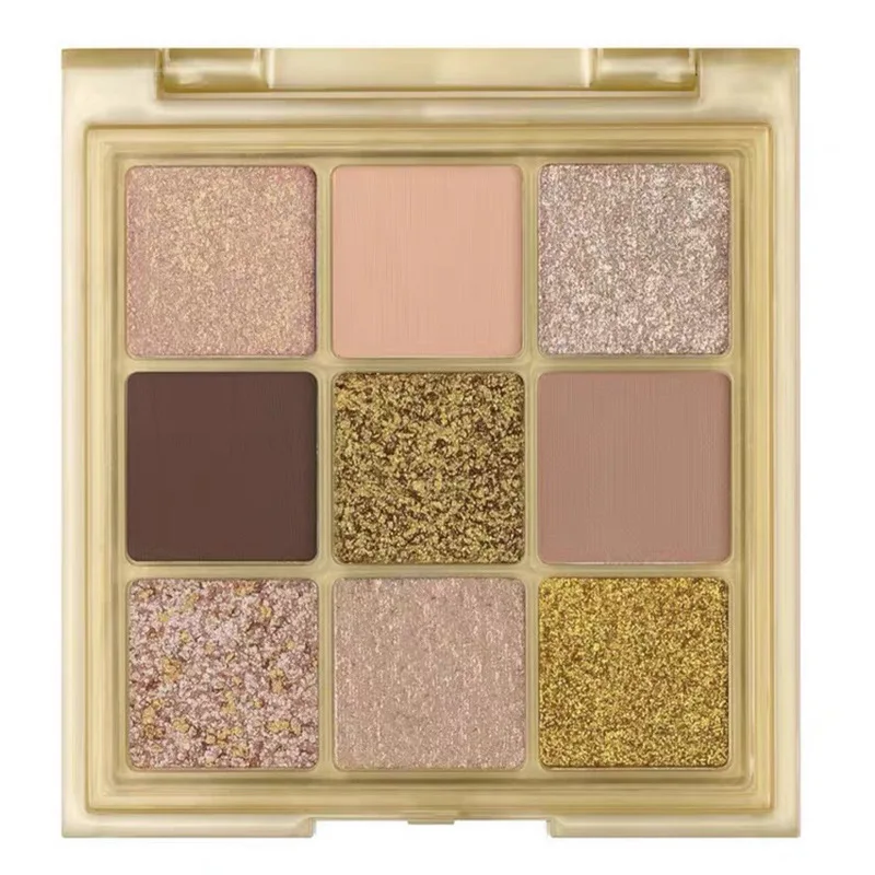

9 Colors Gold Eyeshadow Palette Matte Glitter Pigment Eyeshadow Pallete Makeup Fine Silky Powder Color Long Lasting Cosmetics