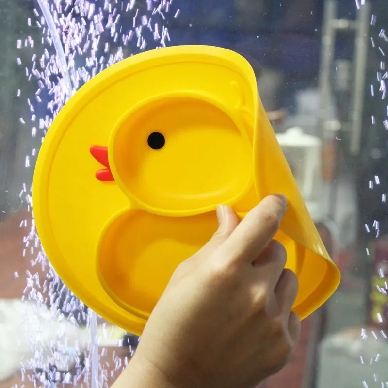 Детские Силиконовые обеденные тарелки милый мультфильм утка малыш ребенок