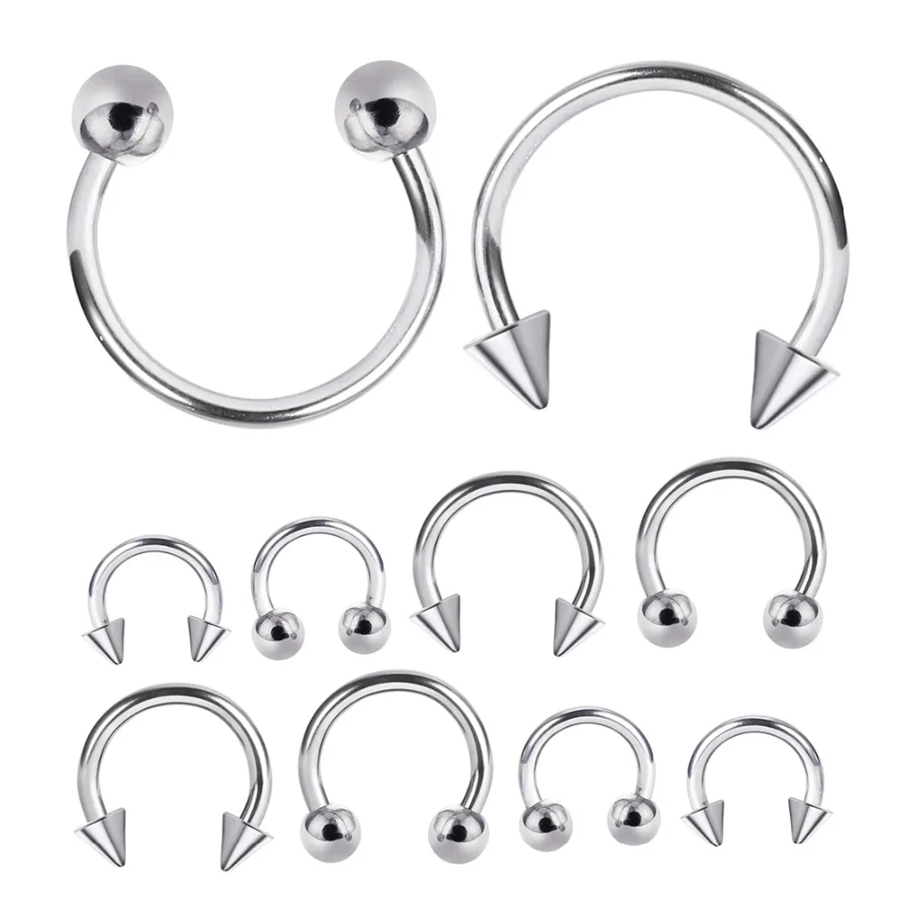 Кольца для бровей 10 шт. кольца серьги хряща шаровая Головка шип подкова губ
