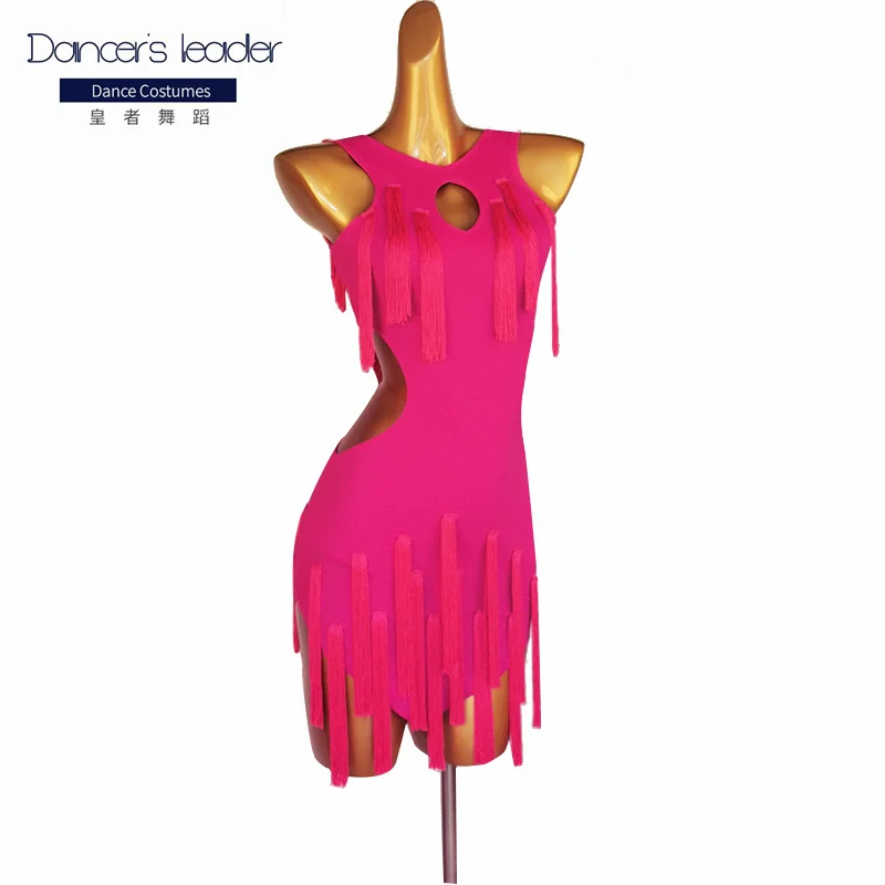 

High-end custom latin dance dress female rose red tassel dance skirt tango chacha stage competition costume