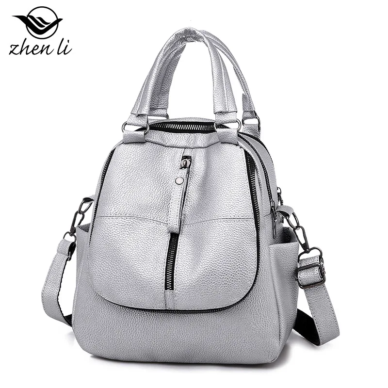 

2021 New Arrivals Women's Backpacks For Female PU Leather Middle Zipper Design High Quality Portable Literary Style Girl's Bag