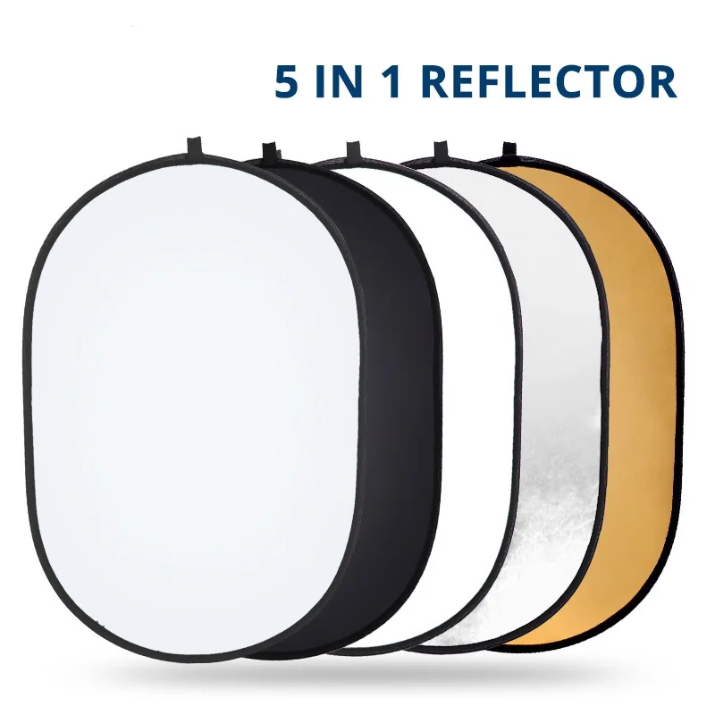 Складной отражатель 5 в 1 овальный для портретной съемки 60 х90 см|Светоотражатели| |