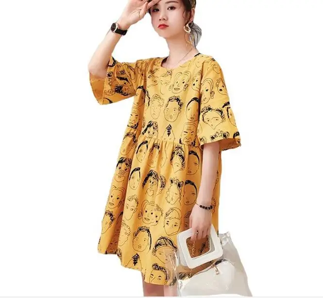 Осенне-летние платья для беременных кормящих матерей с высокой талией модное