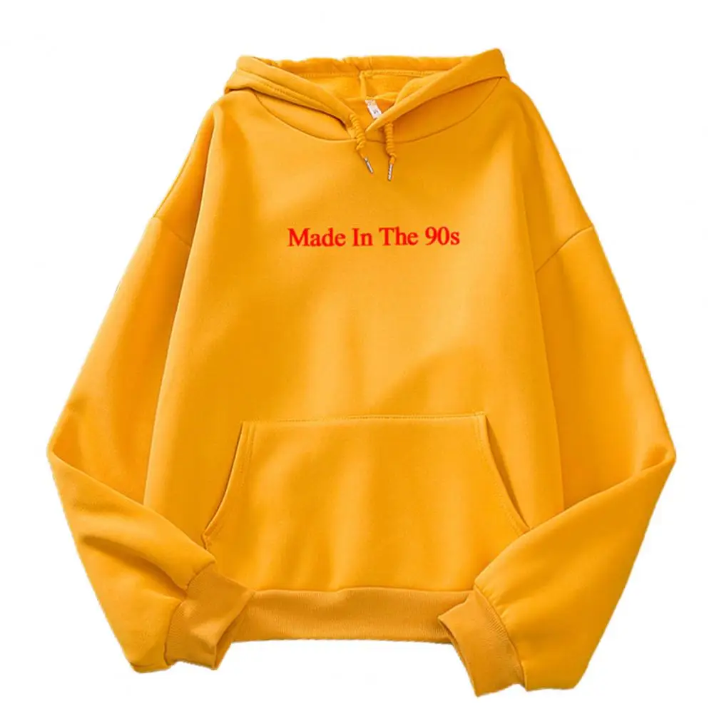 Cool Oversized Women Hoodies Made In The 90s Letter Print Sweatshirt Womens Winter Warm Streetwear Pullovers Thick Hoodie