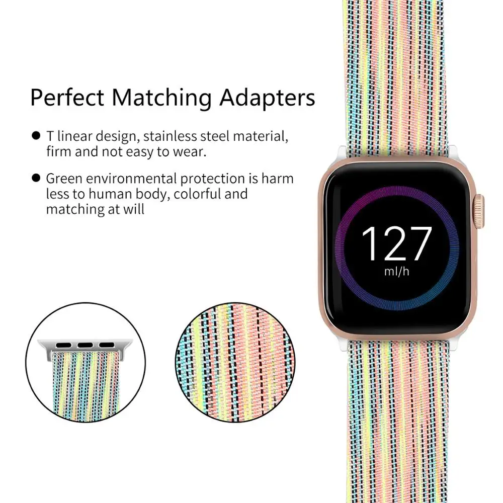 Ремешок тканевый для Apple Watch Band 44 мм/40 мм спортивный браслет iWatch 5 42 38 3 4 нейлоновый |