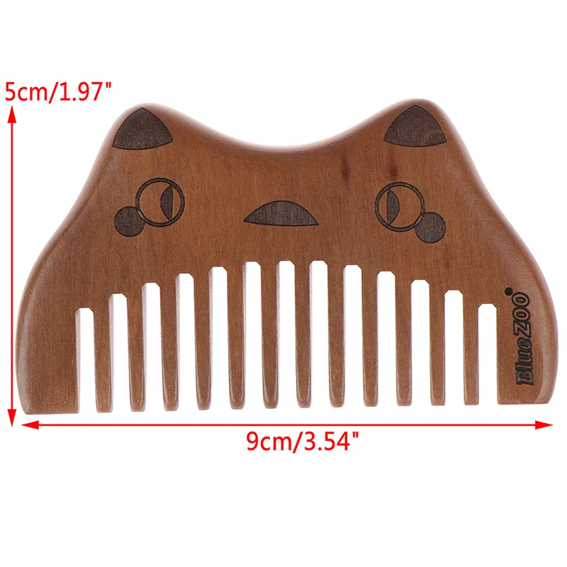 

Pocket Natural Wooden Combs Hair Brush Massage No Static Beard Comb Cute Cat Design Hairdressing Portable Styling Tool