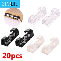16 20pcs self adhesive cable clamp clip organizer cord management wire holder power cords charging lines usb cables cable winder