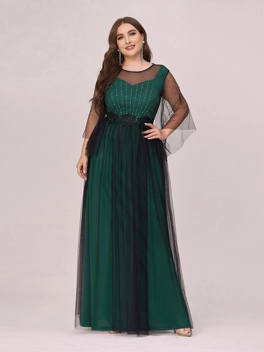 

Женское вечернее платье с круглым вырезом Ever Pretty, изящное Тюлевое платье большого размера, длиной до пола, для выпускного вечера, лето 2021