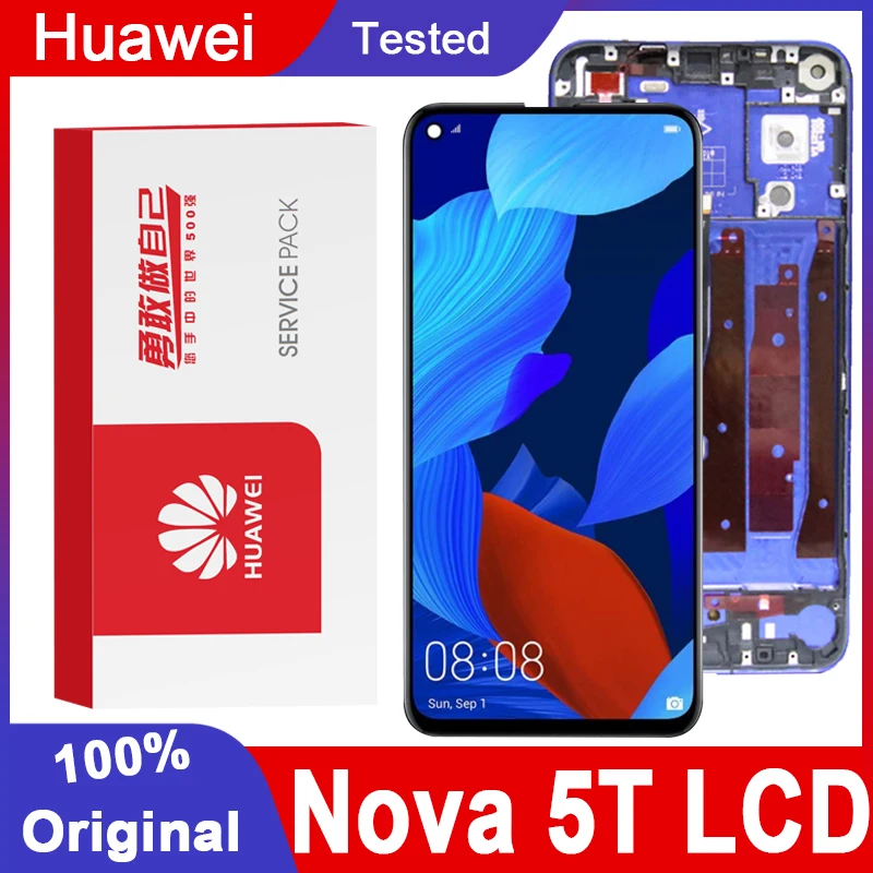 Оригинальный сменный дисплей 6 26 дюйма с рамкой для Huawei Nova 5T ЖК-дисплей сенсорным