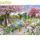 Алмазная вышивка с полными квадратами, вышивка крестиком, птица, человек, цветок, озеро, алмазная живопись сделай сам, полная круглая мозаика с бриллиантами, птица, человек, цветок