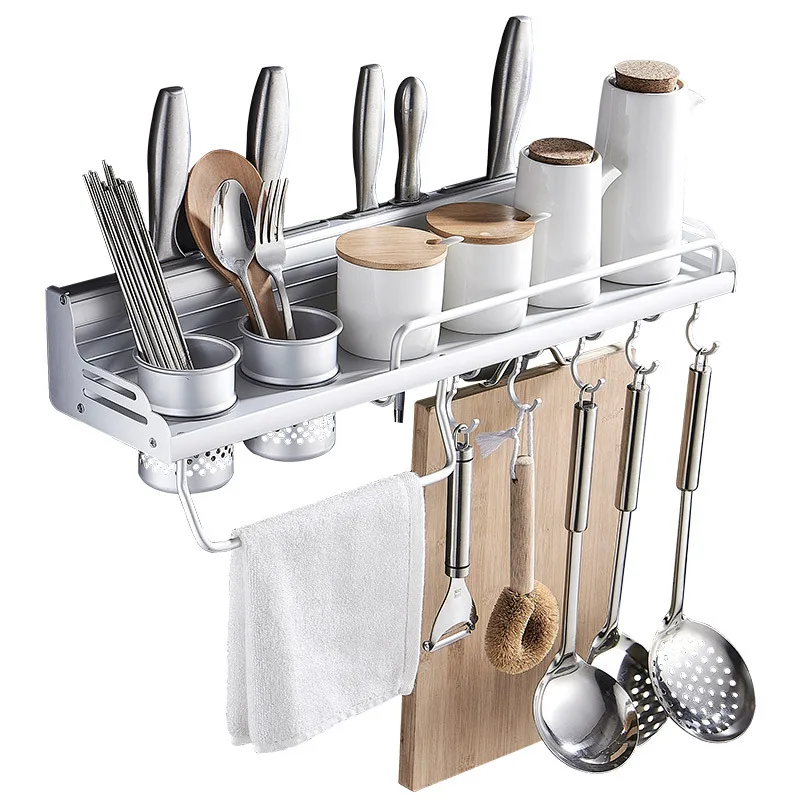 

Non-perforating space aluminum knife rack aluminum side rail multi-functional seasoning kitchen utensils storage rack