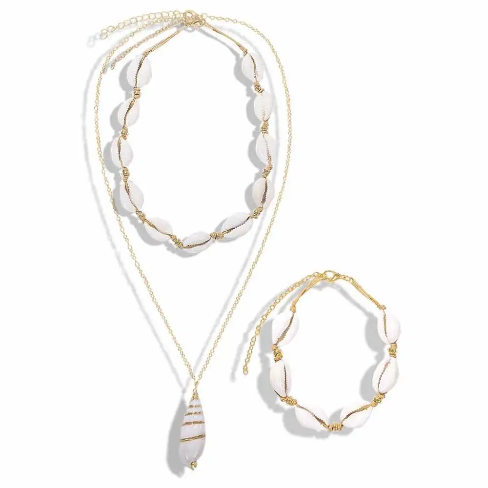 Dvacaman Boho красочные 2 шт./компл. бусы цепочка из нержавеющей стали этнические Многослойные Колье чокер с бусинами для женщин вечерние ювелирные изделия - Окраска металла: set12