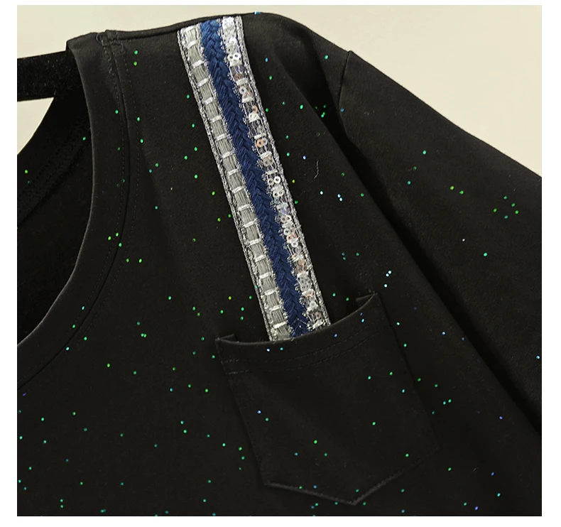 

2021 Summer Cotton White Black Shiny Tshirts Short Sleeve Casual T-Shirt Women O-Neck loose Applique Tee Shirt Femme