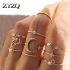 ZYZQ ins 10 шт. простая красивая звезда Луна Кольцо для женщин тренд любовь лист Имитация Жемчуга Кольцо Комплект модные ювелирные изделия оптом 2021