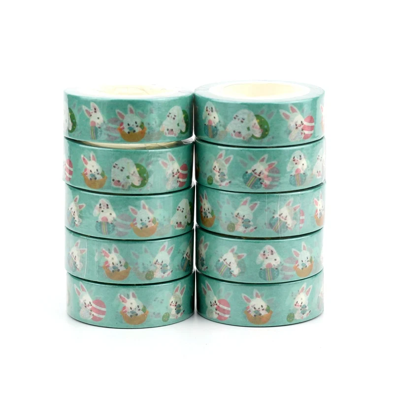 

NEW 10pcs/Lot Decorative Easter Eggs and Blue Bunny Washi Tapes Japanese Paper Scrapbooking Planner Masking Tape Cute Stationery