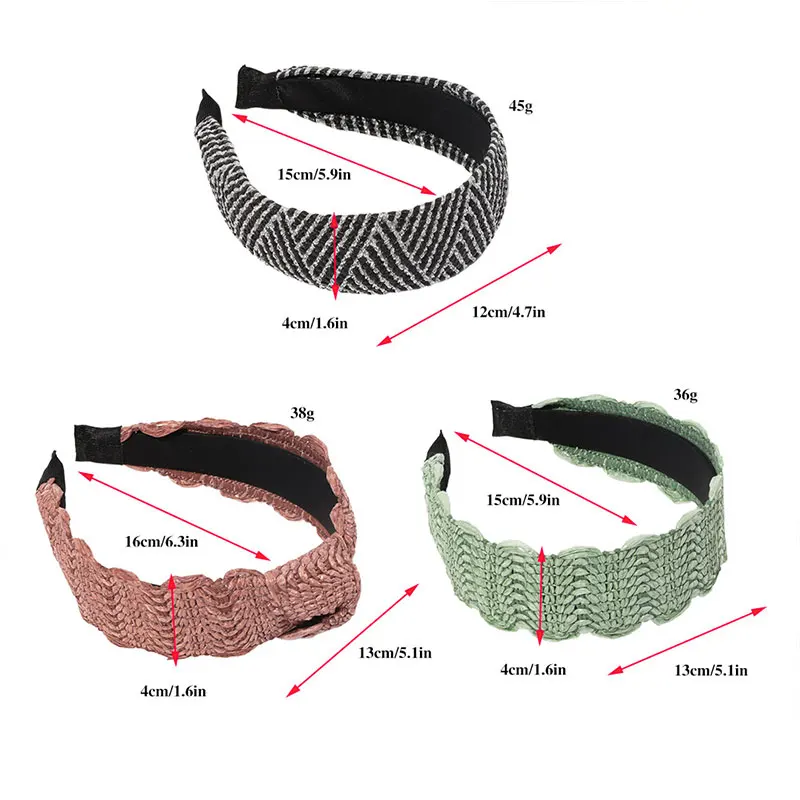 

1PC Korean Style Solid Knotted Handmade Straw Headband Turban for Women Girls Hoop Bezel Hairbands Hair Accessories Headwear