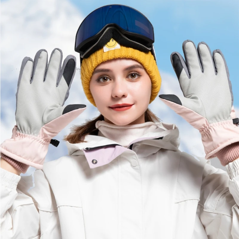 

Women Winter Waterproof Touchscreen Snow Gloves Floral Embroidery Thermal Insulated Warm Non-Slip Snowboard Mittens