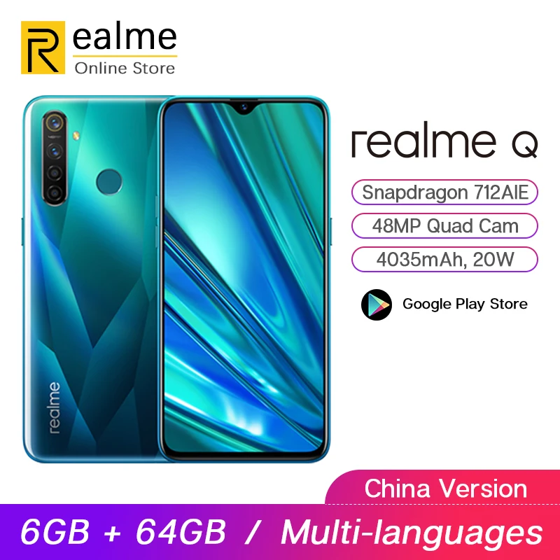 Оригинальный мобильный телефон realme Q 6 ГБ 64 Гб 3 дюйма Восьмиядерный процессор