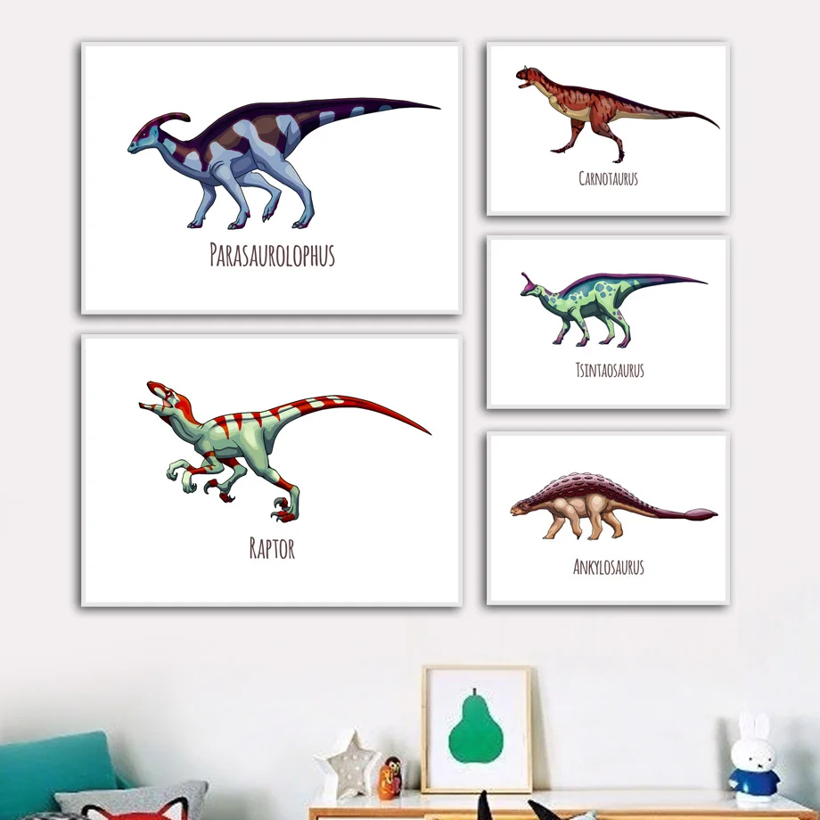 Настенная картина Raptor T Rex Dinosaur Stegosaurus Картина на холсте скандинавские постеры и