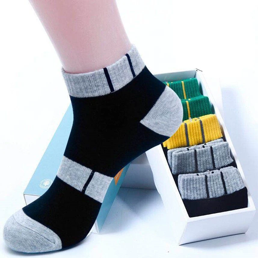 5 pairs/lot New style Quality Spring summer sports socks men junior middle school students four seasons sweat absorption socks