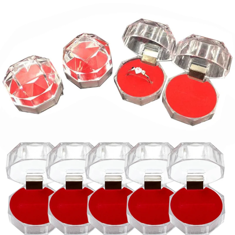 

Шкатулка для ювелирных украшений, прозрачная акриловая коробочка для колец и сережек, свадебная упаковочная Женская шкатулка, 5 шт.