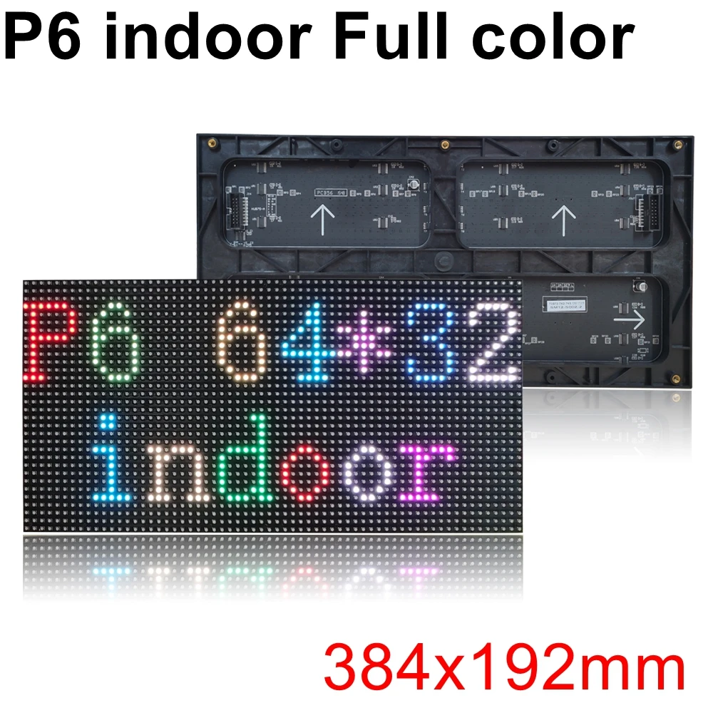 Полноцветный светодиодный модуль для видеодисплея P6 SMD rgb 384*192 мм 64*32 пикселя