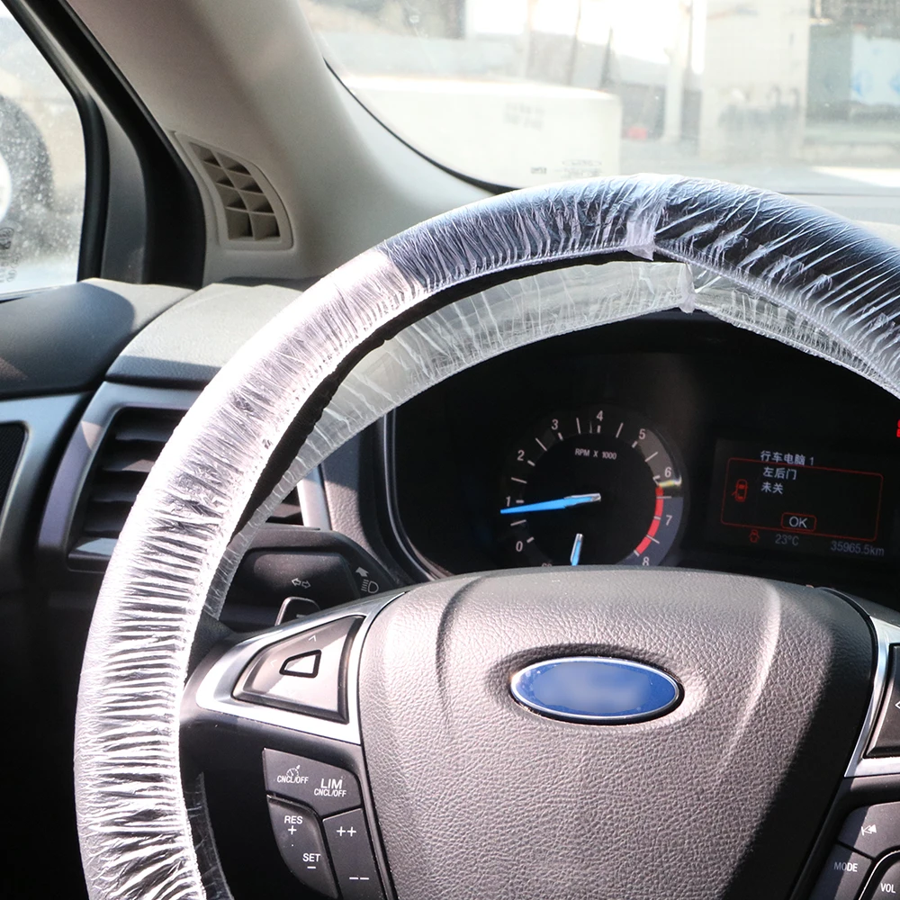 LEEPEE 10/20/50Pcs Disposable Car Steering Wheel Cover Plastic Steering-Covers Diameter 37-38cm Dust-proof Waterproof Universal |