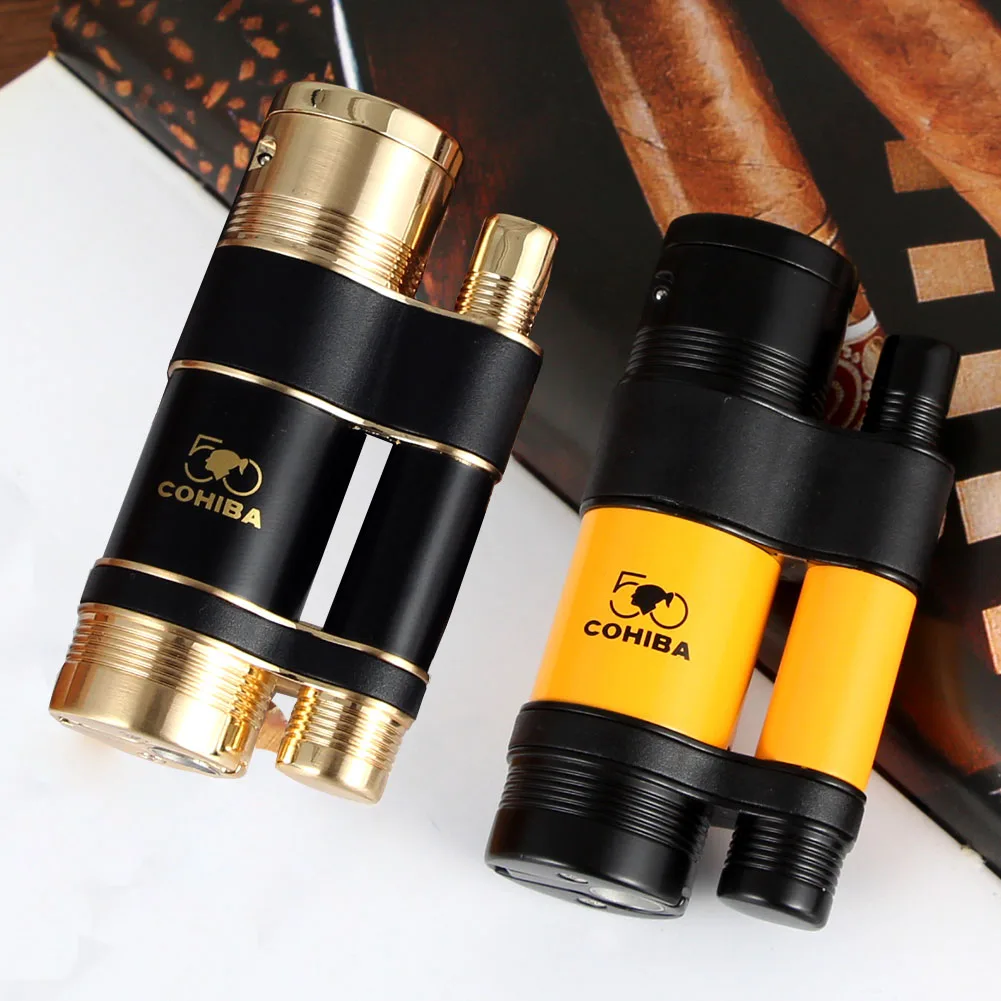 COHIBA ветрозащитный бутановый фонарь зажигалка портативные Креативные мужские