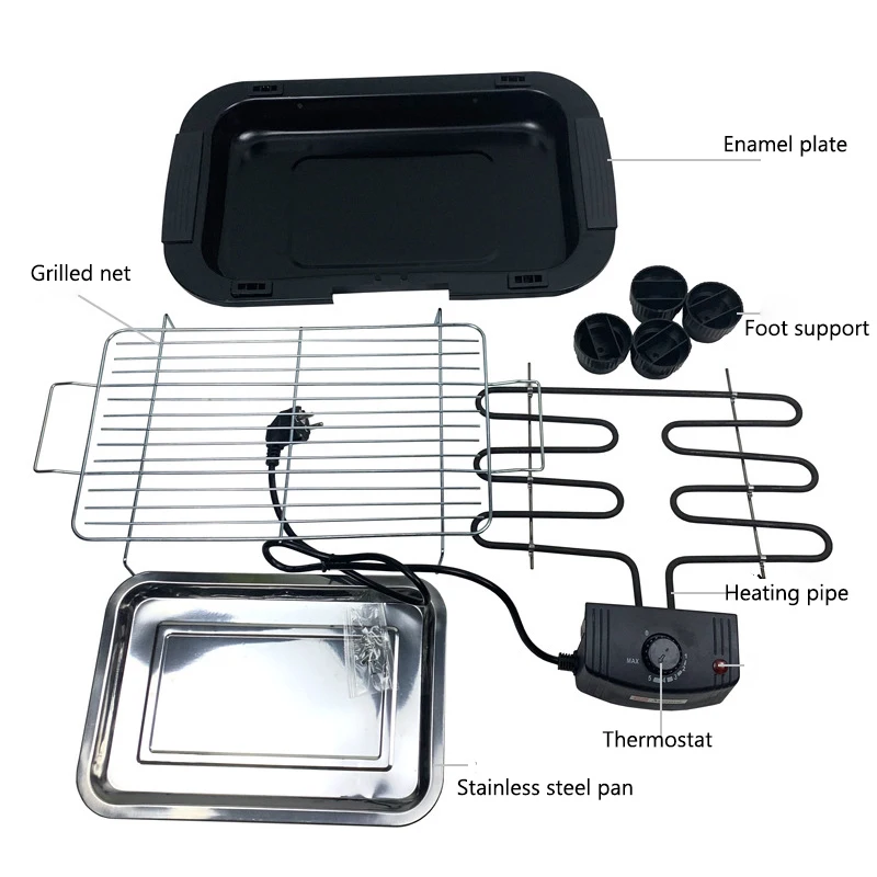 Электрическая решетка для барбекю 2000 Вт противень выпечки с 5 режимами
