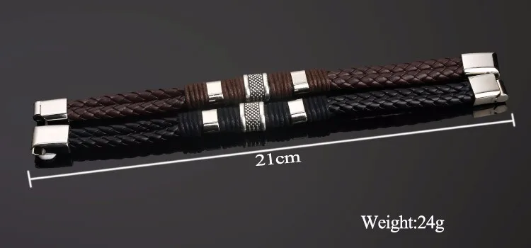 

Vintage Leather Men's Magnet Buckle Bracelet Korean Fashion Domineering Rope Personality Titanium Steel Great Wall Pattern