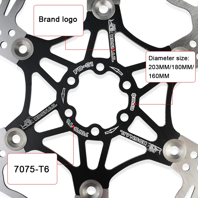 Улитка горный велосипед MTB DH 6 дюймов 160 мм 180 мм 203 мм плавающий дисковый тормоз ротор велосипедные роторы