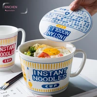 xinchen 600800ml japanese instant noodle bowl with lid handle heat resistant oven soup bowl breakfast cereal milk cup