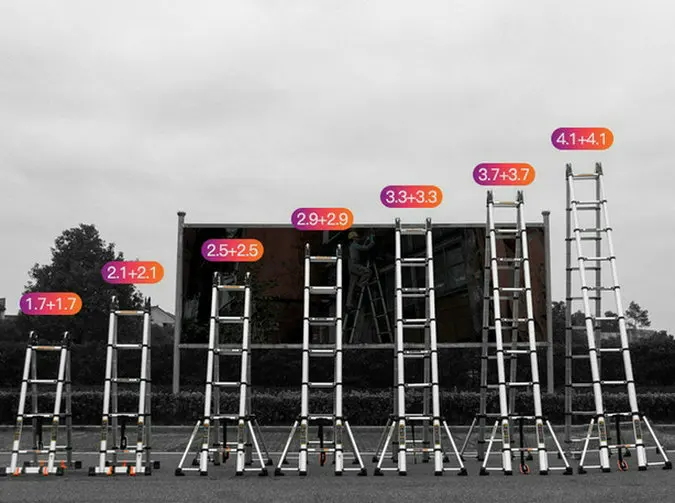 2.9m+ 2.9m aluminum alloy telescopic ladder herringbone project straight folding eight foot anti-tip | Инструменты