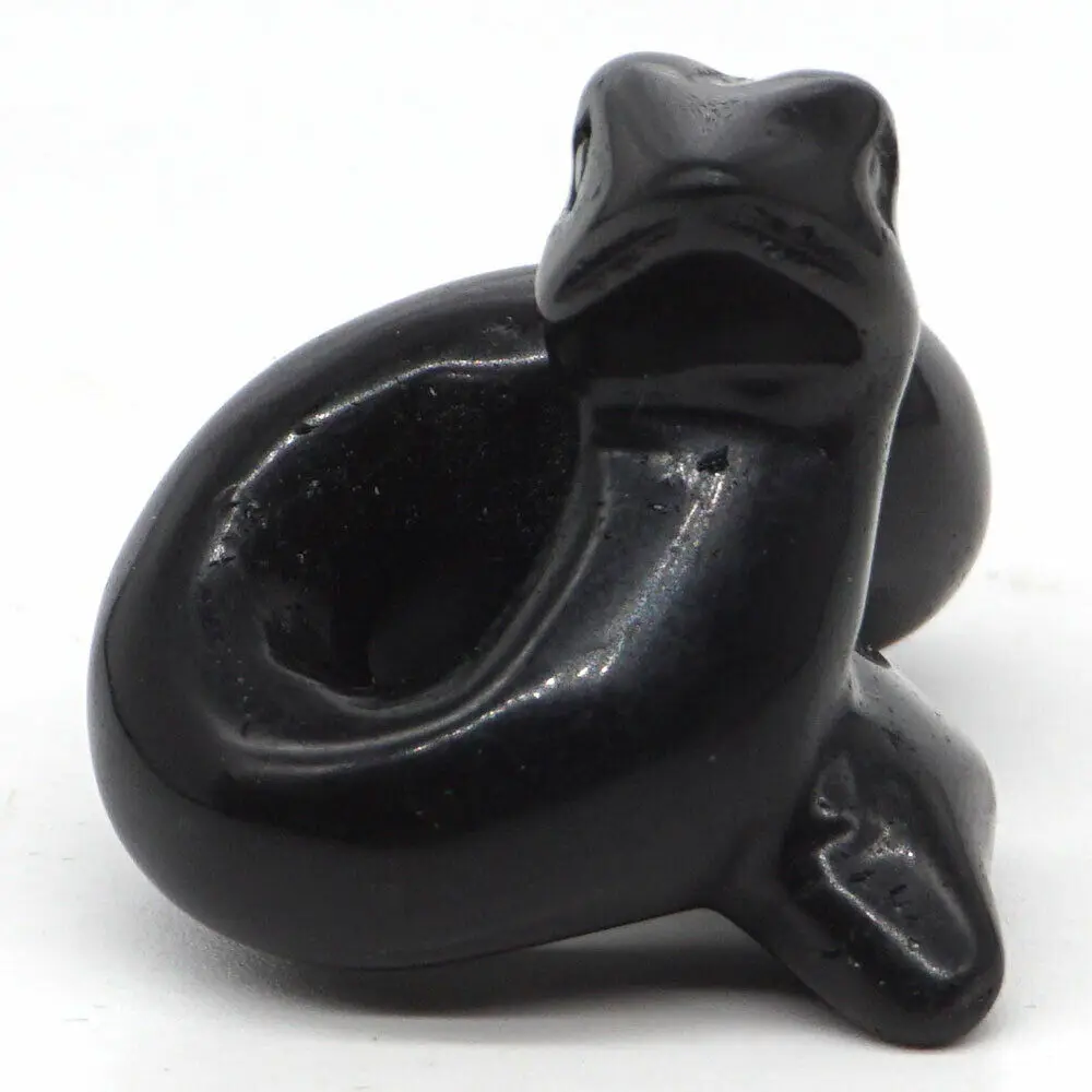 2-Дюймовая фигурка змеи натуральный камень черный обсидиановый кристалл