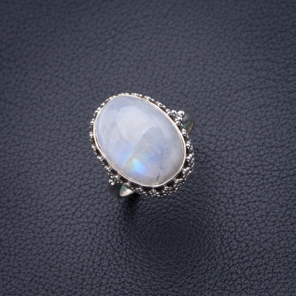 StarGems натуральный Радужный Лунный Камень ручной работы фотосеребряное кольцо 9