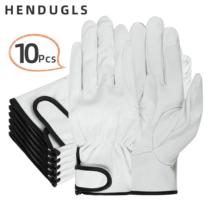 

HENDUGLS 10pcs Protection Glove work safety gloves mechanic working Ultrathin Leather Safety Wholesale Free Shipping 527WNP