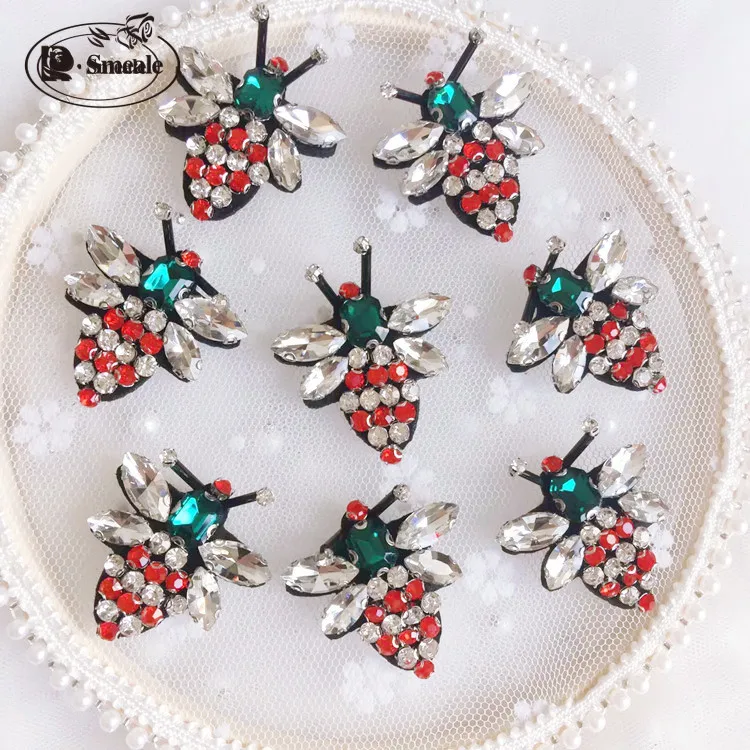 5 шт./лот пчелы блестки стразы бусина брошь нашивка аппликация ПРИШИТАЯ бисером