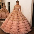 Роскошные персиковые розовые Пышные свадебные платья, блестящие фатиновые Бальные платья с оборками, женские платья для мероприятий вечерние Ринок, свадебные платья