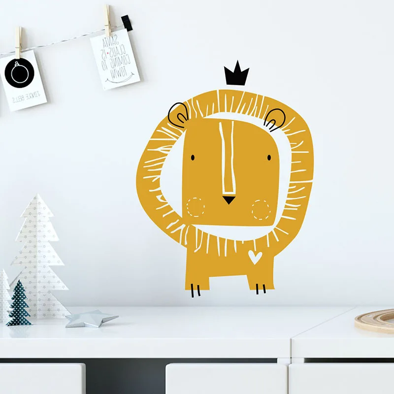 

Hand Drawn Cartoon Lion Wall Sticker Kids Children's Room Home Decoration Wallpaper Bedroom Mural Removable Animals Stickers