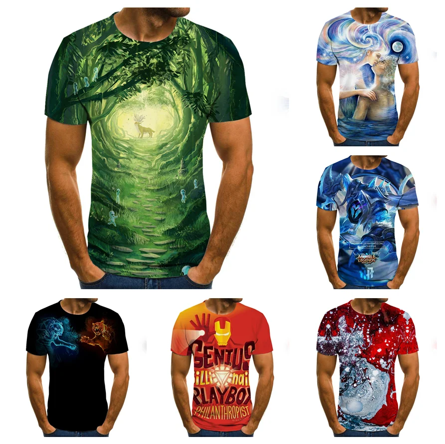

2021 Summer Men's New 3D Print Punk Style Fun Tiger T-Shirts Men Tops Hip Hop Punisher Polyester Harajuku Funko Free Shipping