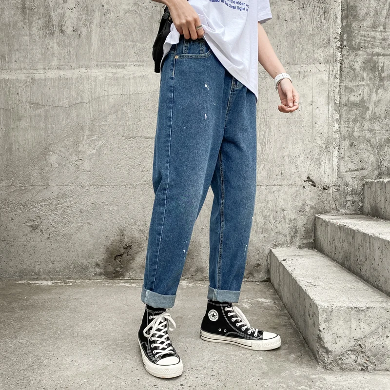 Мужские джинсовые штаны WWKK винтажные прямые шаровары с мешковатым ремнем в