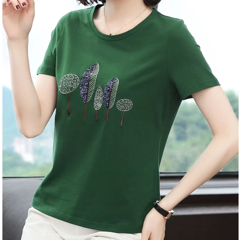 Vetement femme 2020 Летний стиль футболка для женщин футболки женская camiseta в алмазах ropa
