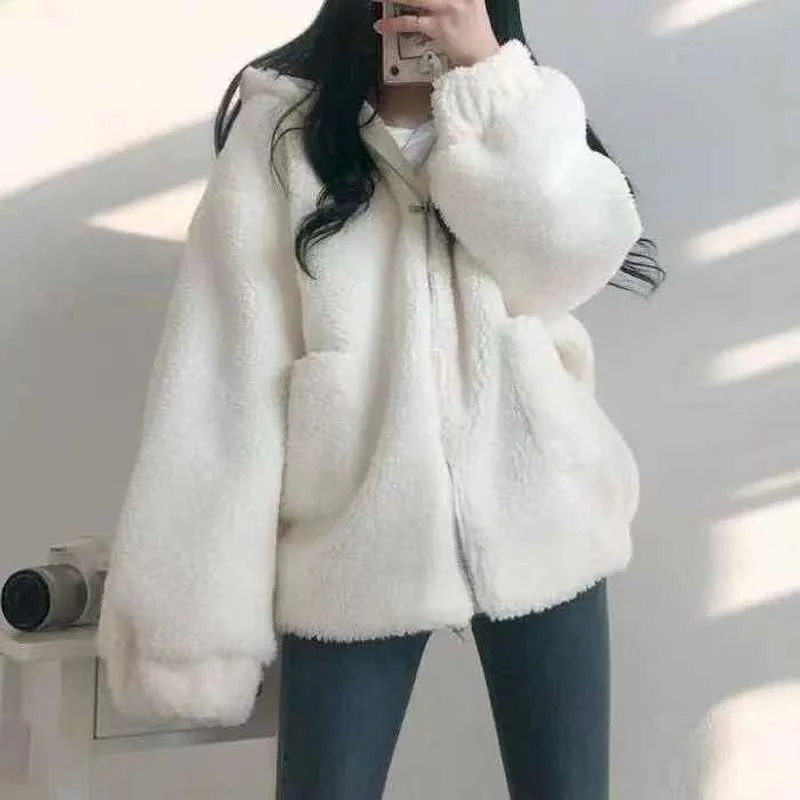 Женское бархатное толстое пальто с капюшоном универсальная куртка однотонное