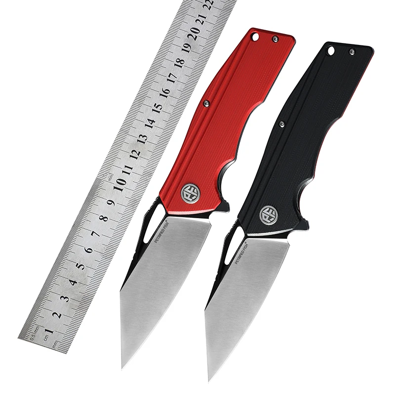 Окаменелое рыбы D2 стальное лезвие PF929 складной нож двухцветная Кольцевая вспышка