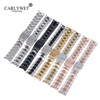 carlywet 22mm high quality stainless steel wrist watch band replacement metal watchband bracelet double push clasp for seiko