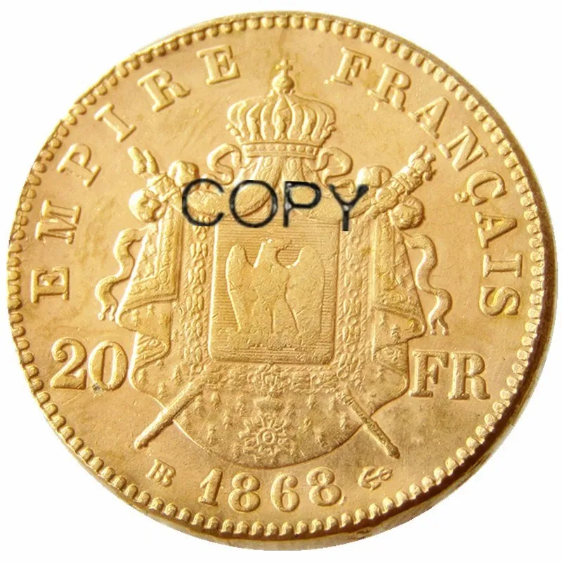 

Франция 20 Франция 1868B позолоченная копия декоративная монета