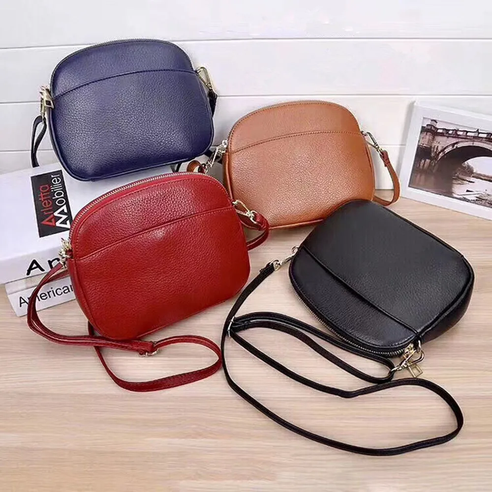 

Genuine Leather Cross Body Bag Women Casual Shell Cow Leather Handbag Women's Leather Shoulder Messenger Bags Black Clutch Purse